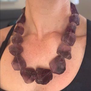 Genuine raw purple amethyst necklace.
